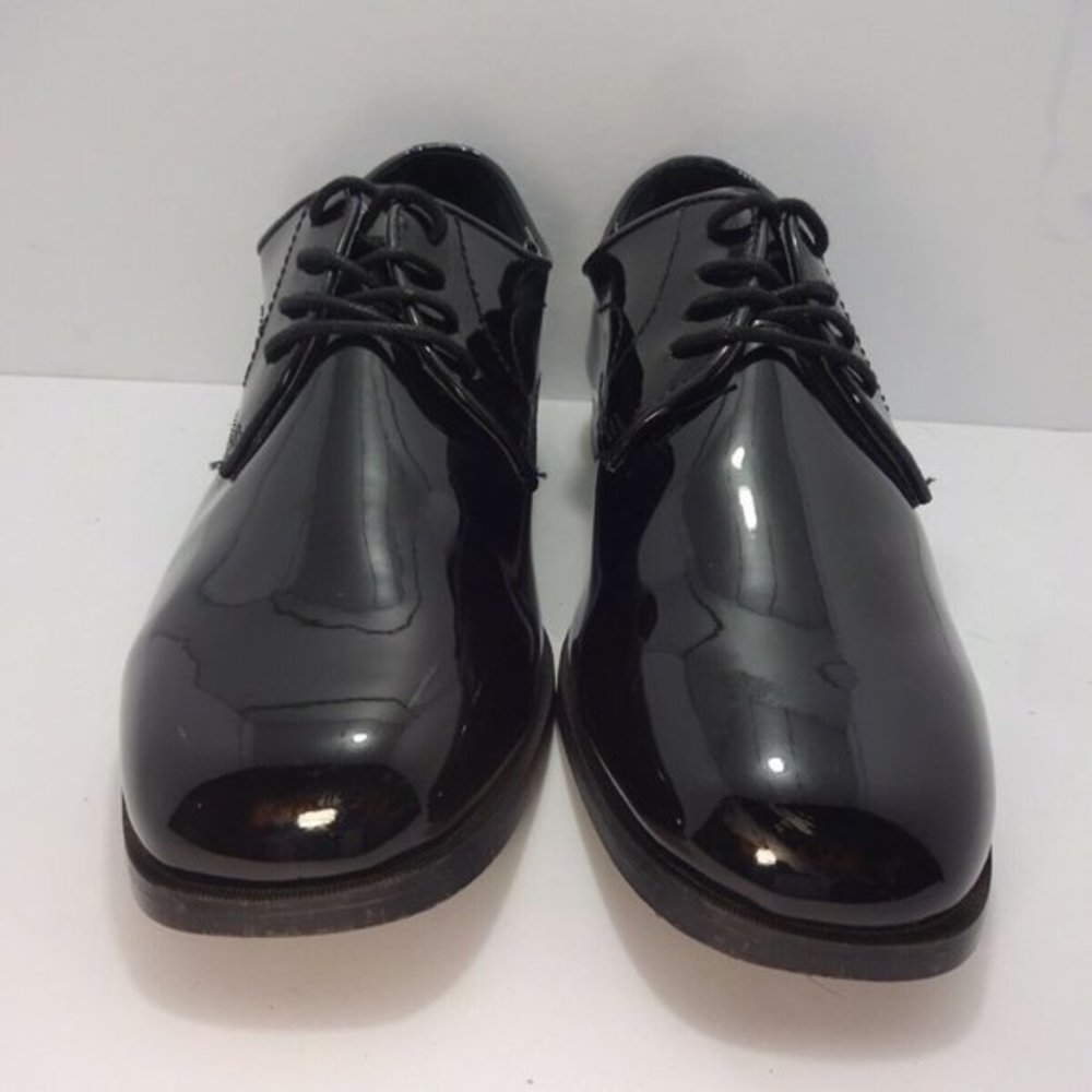 𝅺Frederico Leone Genoa Mens Size 11 Black Oxford Gloss Faux Leather Dress Shoes